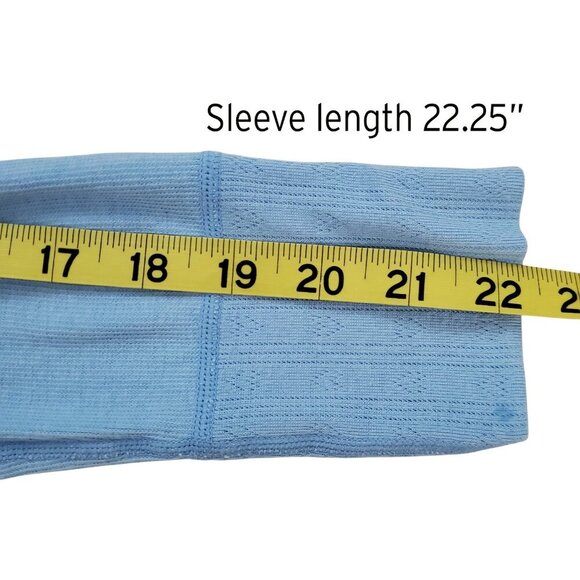 Free People Weekend Vibe Pajama Top Light Chambray Blue Baby Ribbed Curved Hem M - Picture 11 of 12